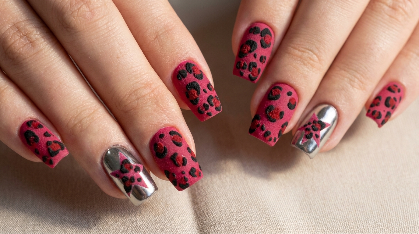 Strukturierte Leopardenmuster und Silberne Chrom-Nägel — DIY Tutorial