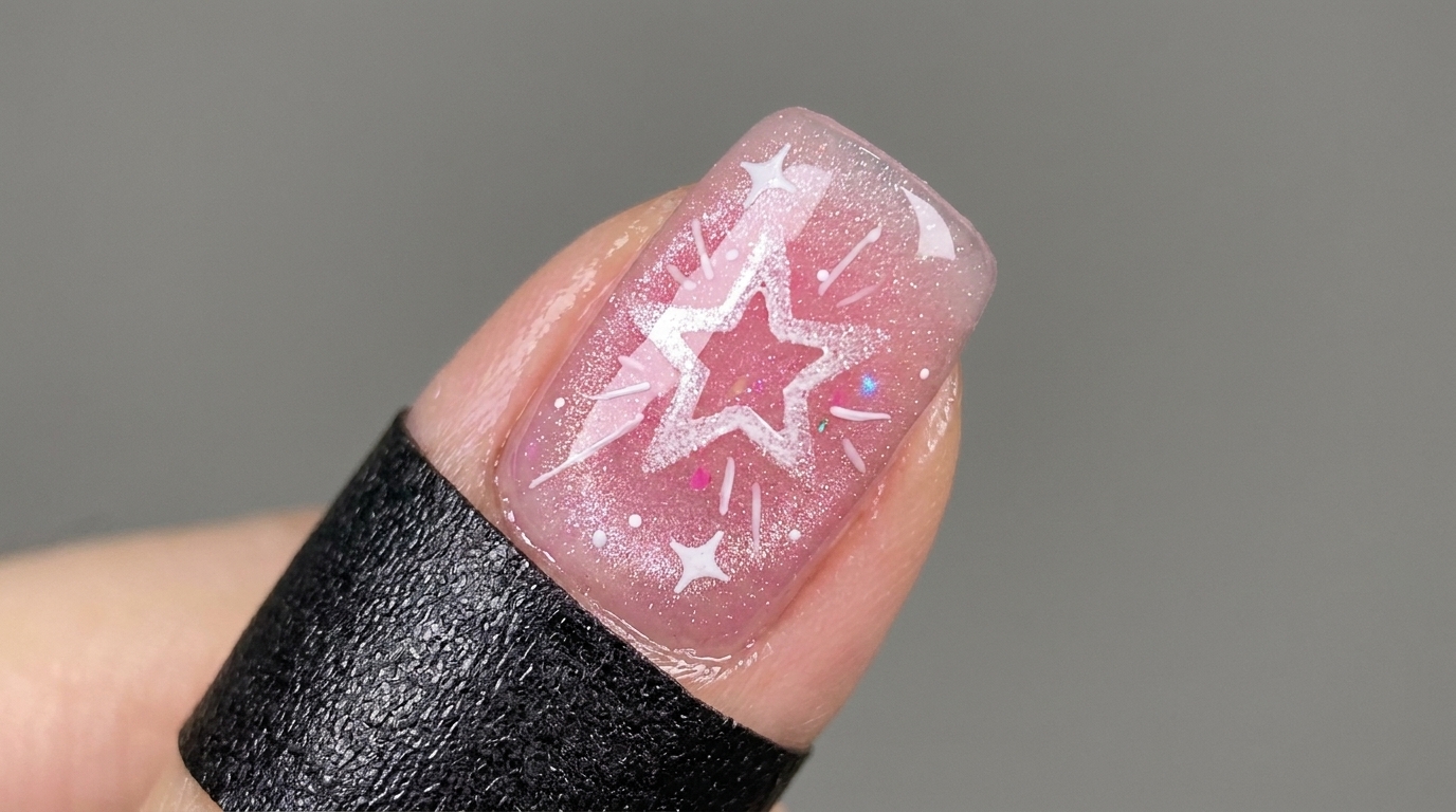 Farbenfrohes Sweet Star Cat-Eye Nageldesign Tutorial