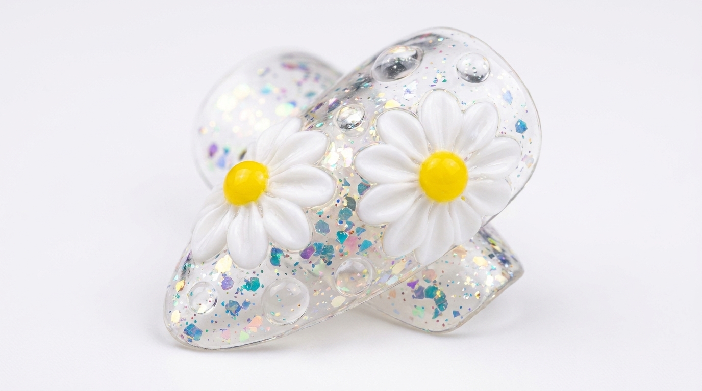 3D Gänseblümchen-Design mit Wassertropfen-Effekt
