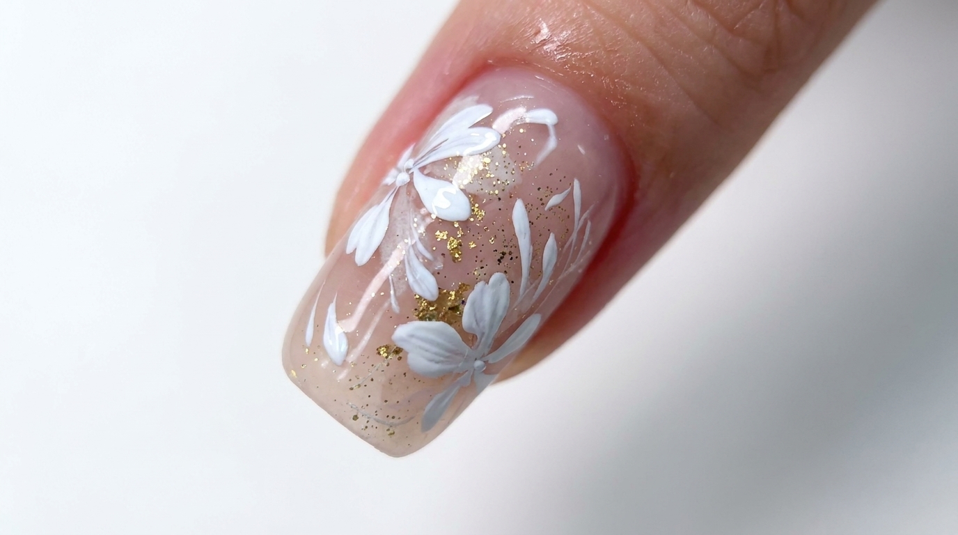 Florales Aquarell-Gel-Design mit Blattgold — Schritt-für-Schritt-Anleitung