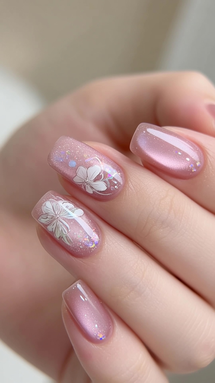 Glass Bead Cat-Eye mit floralem Nageldesign — Schritt-für-Schritt-Anleitung