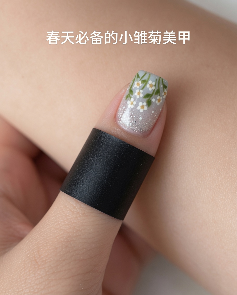 Nahaufnahme einer Nagellackbürste, die Cat-Eye-Gel auf den Nagel aufträgt.