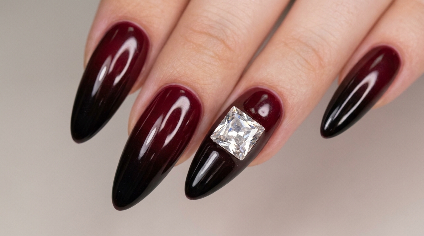 Rot-Schwarze Gradient-Gel-Nägel mit Tupftechnik – Schritt für Schritt Anleitung