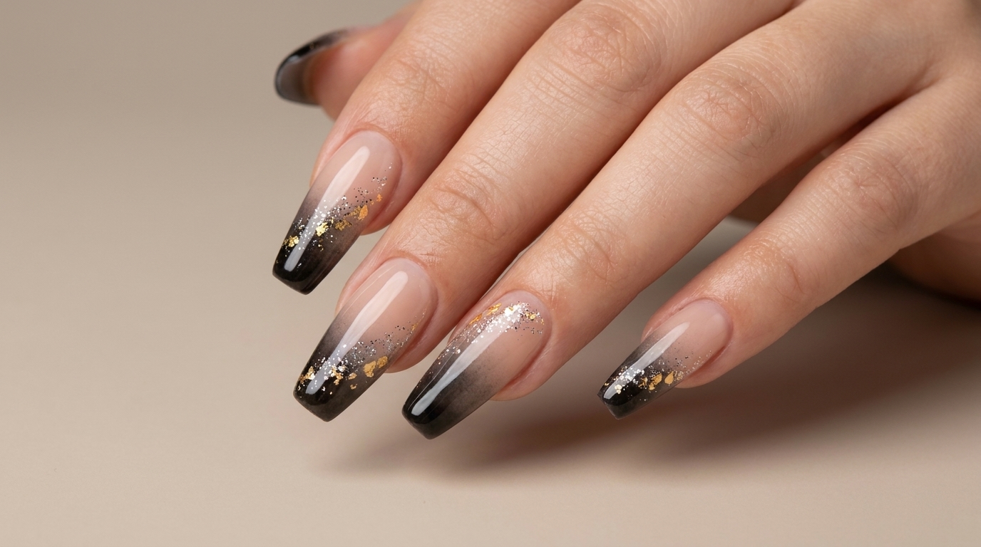 Ethereale French-Gradient-Nägel mit Blattgold und GlITZER — Schritt-für-Schritt-Anleitung