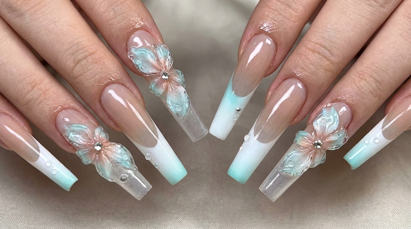 Eisblumen French Gradient Nägel — Schritt-für-Schritt-Anleitung