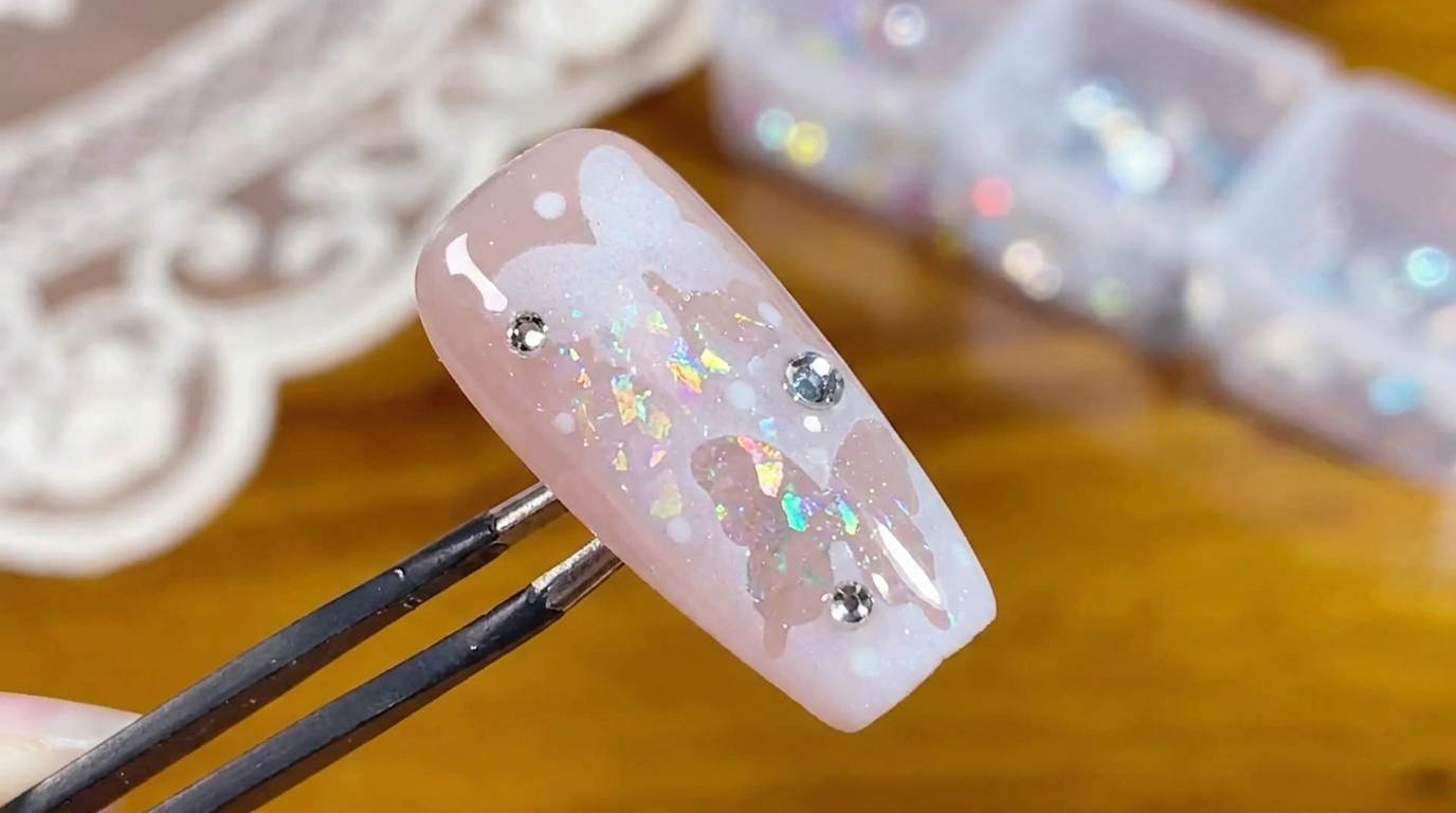 Weißes Gradient Hollow Butterfly Nail Art — Schritt-für-Schritt-Anleitung