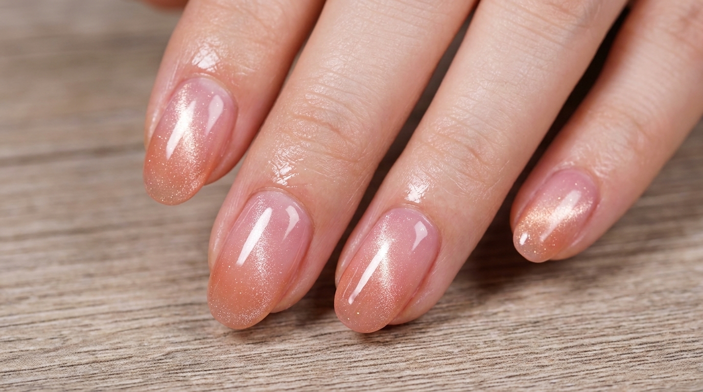 Pfirsichfarbene Gradient Cat-Eye-Maniküre — Schritt-für-Schritt-Anleitung