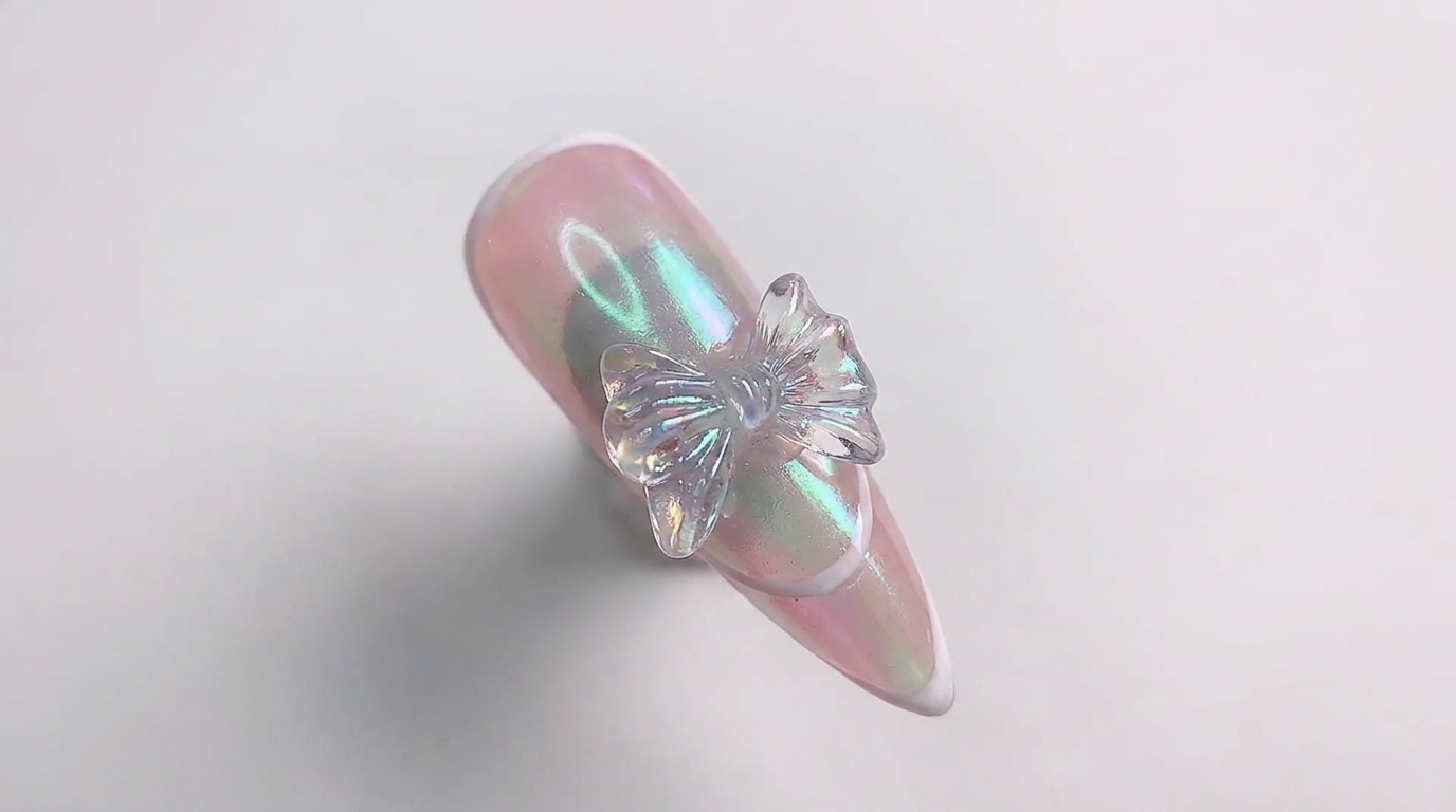 Rosa Aurora French Nails mit Schleife — Schritt-für-Schritt-Anleitung