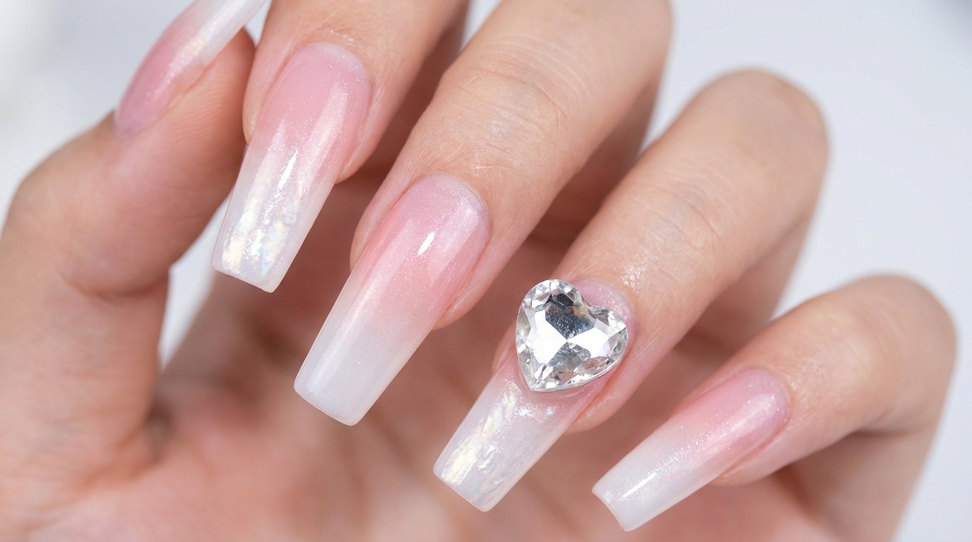Gradient Herz Strass Nail Art — Schritt-für-Schritt Anleitung