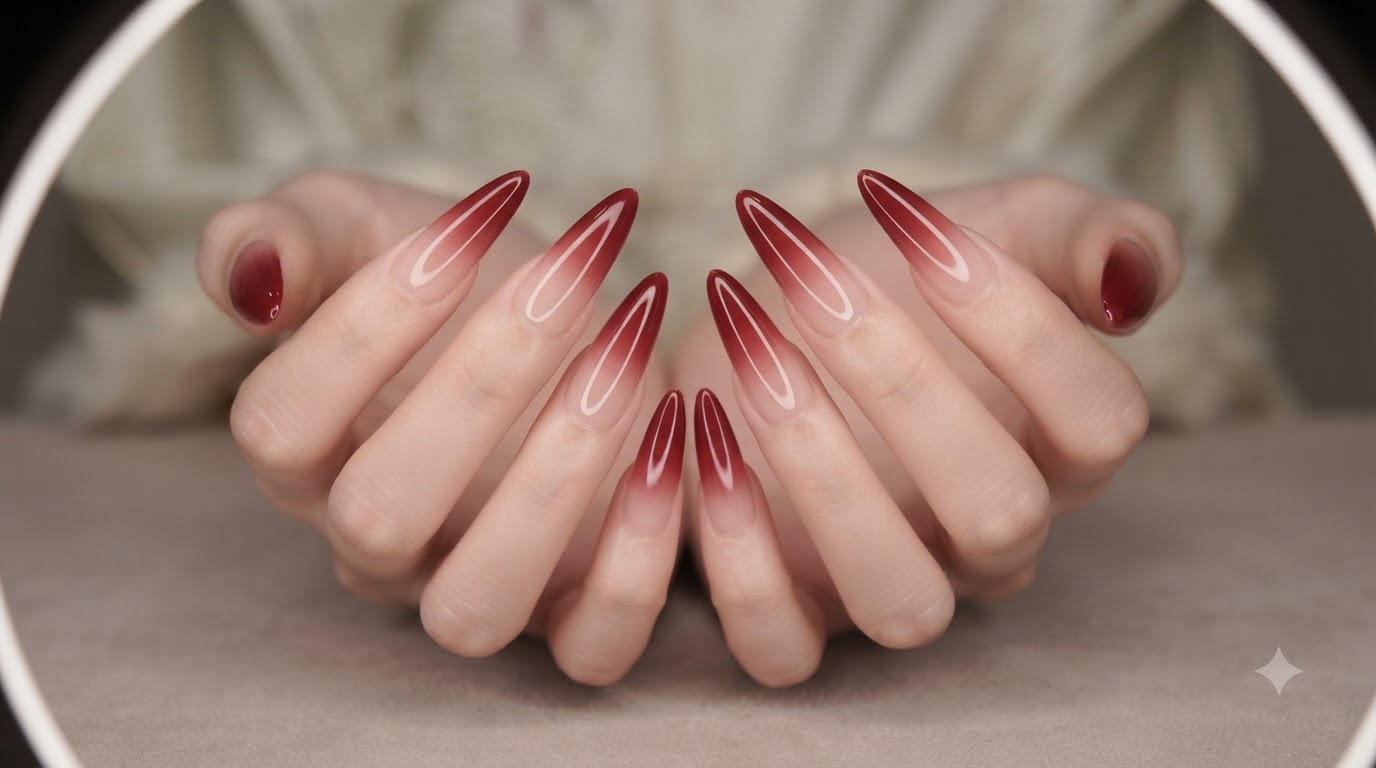Roter Ombré Gradient Neujahrslook — Schritt für Schritt Nageldesign