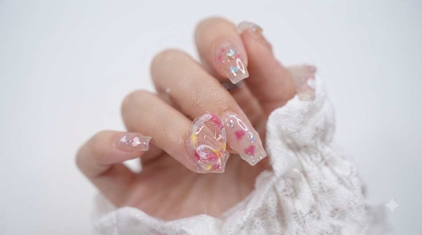 Bunte Jelly Heart Gel-Nägel — Schritt-für-Schritt 3D Nail Art Tutorial