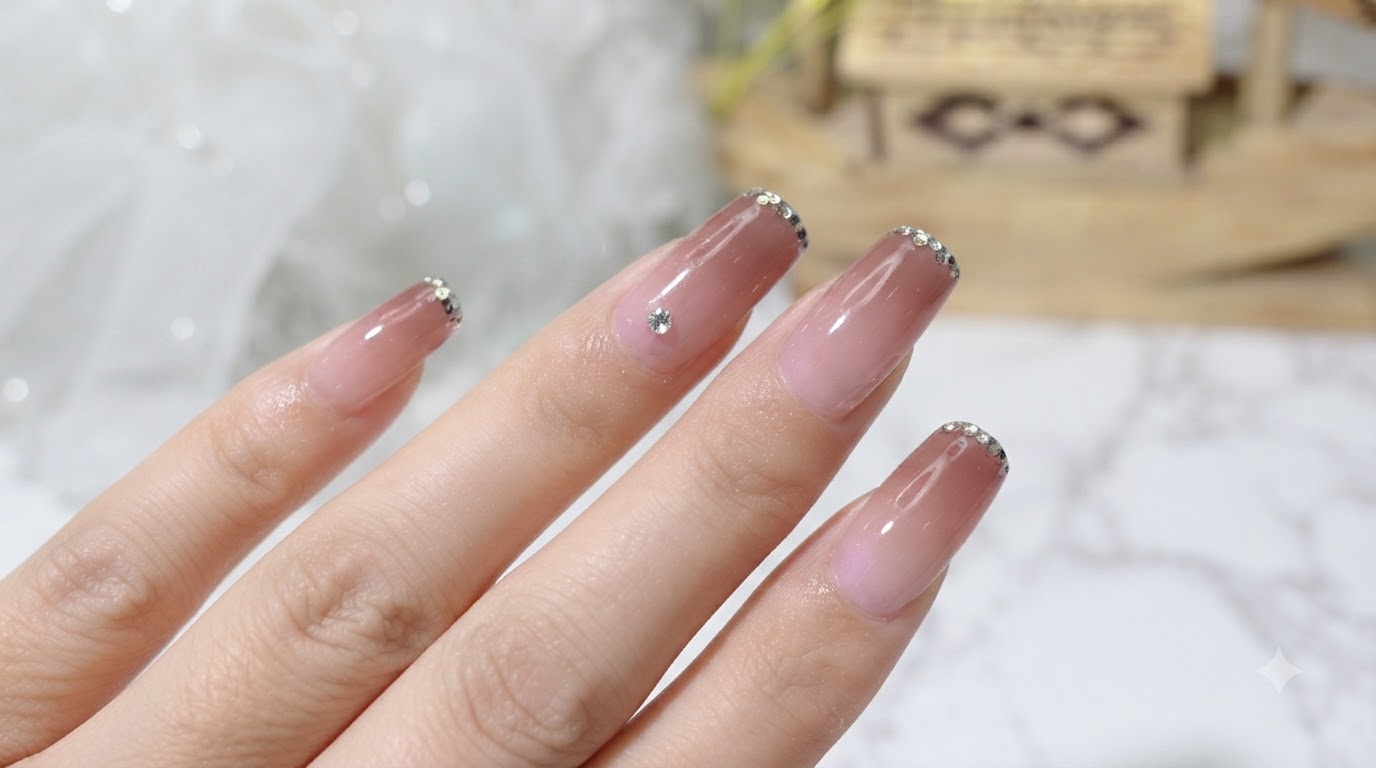 Jelly-Farbverlauf mit Glitzer-French-Spitzen – Schritt-für-Schritt-Gel-Tutorial