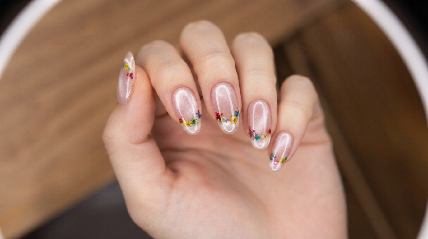 French Dry Flower & Magnetic Cat Eye Gel Nägel — Schritt-für-Schritt-Anleitung