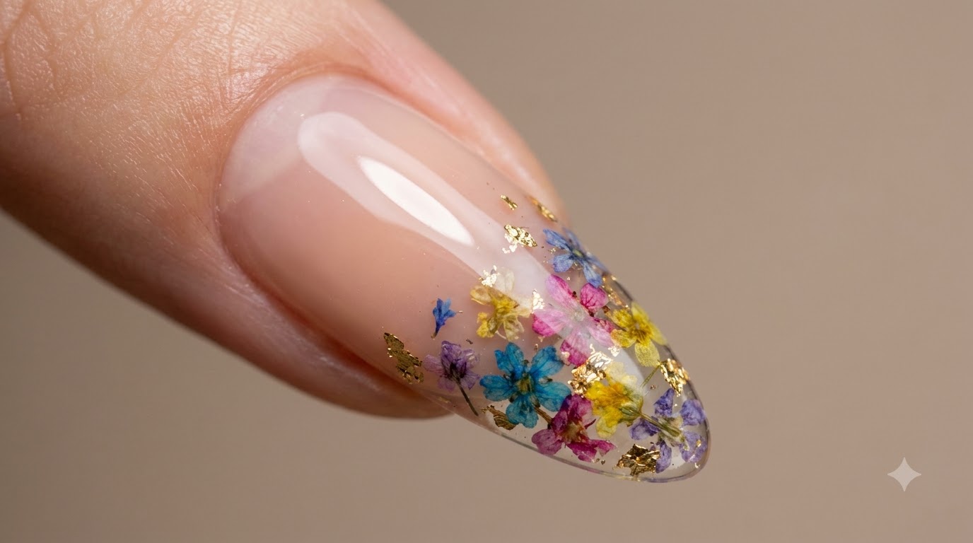 Getrocknete Blumen im Gradient-French-Design — Schritt-für-Schritt-Anleitung