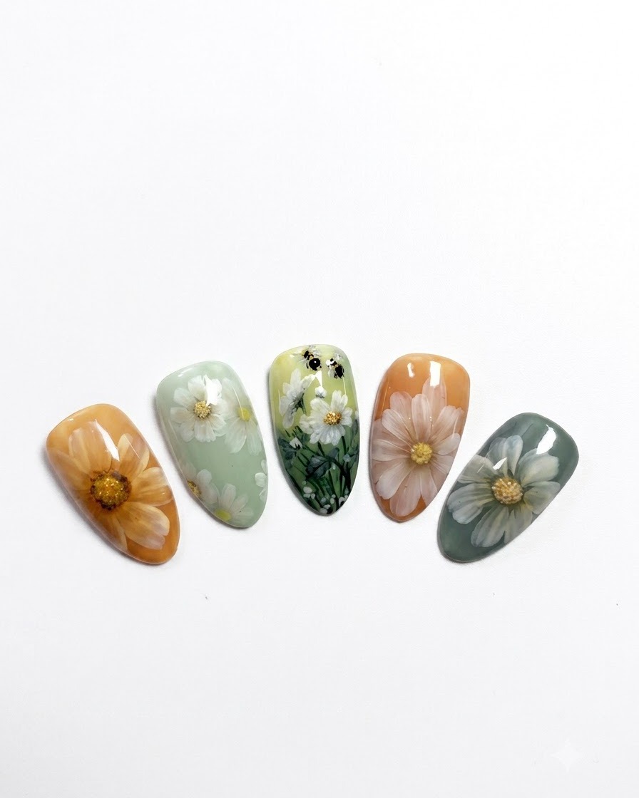 Eine Nahaufnahme eines Nagelpinsels, der salbeigrünes Gel-Polish glatt auf eine vorbereitete Nageloberfläche aufträgt.