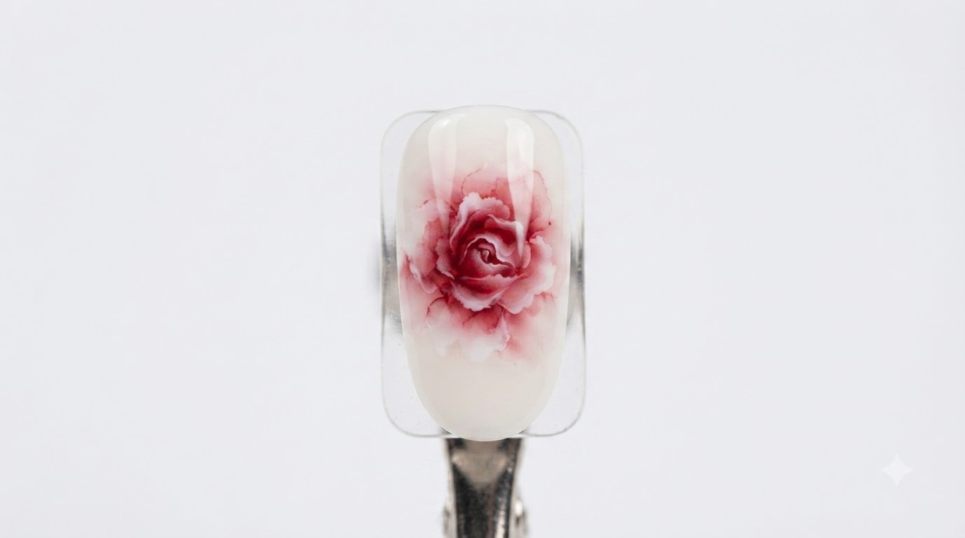 Blooming Watercolor Rose Nageldesign — Schritt-für-Schritt Gel Anleitung