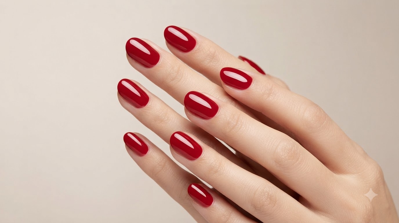 Glänzende Klassische Rote Gel-Maniküre — Schritt-für-Schritt-Anleitung