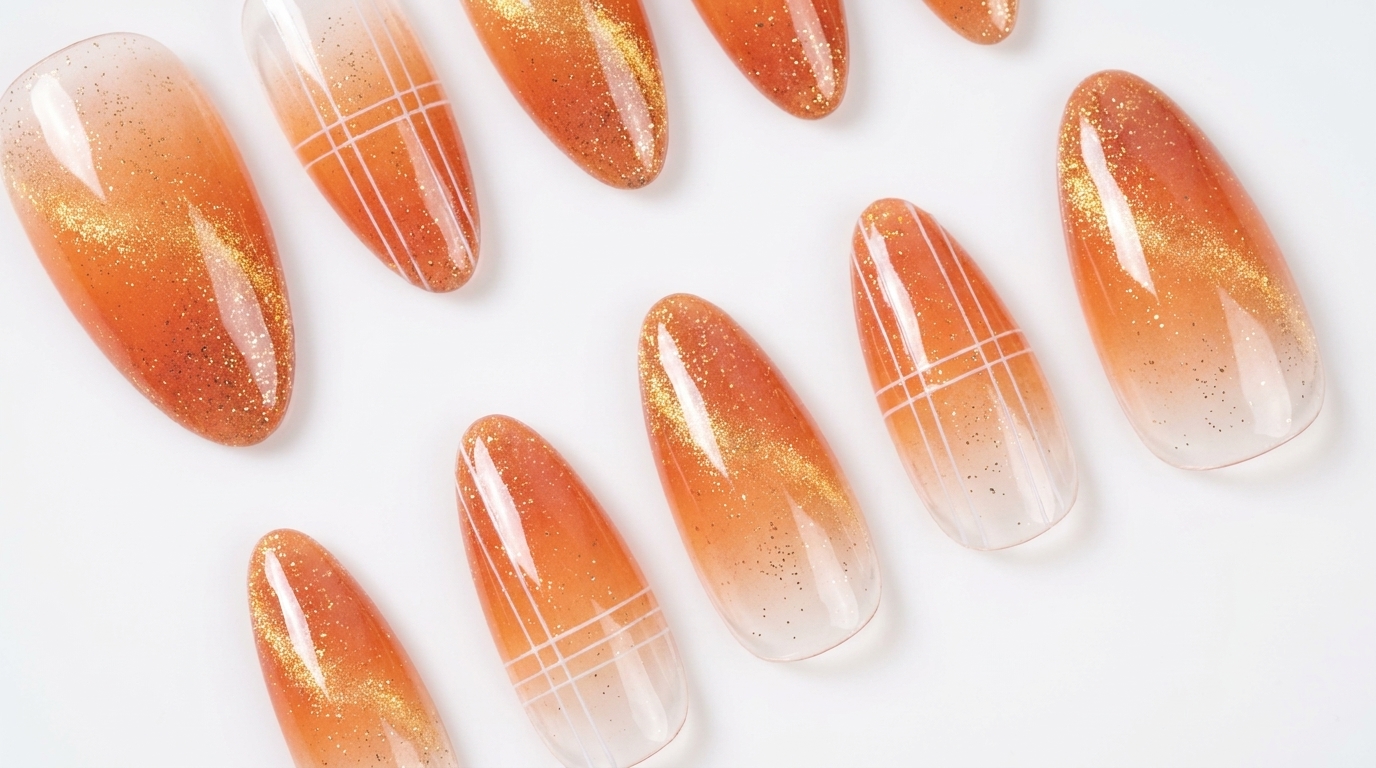 Sunset Orange Cat Eye & Glitter Gel Nägel — Schritt-für-Schritt-Anleitung