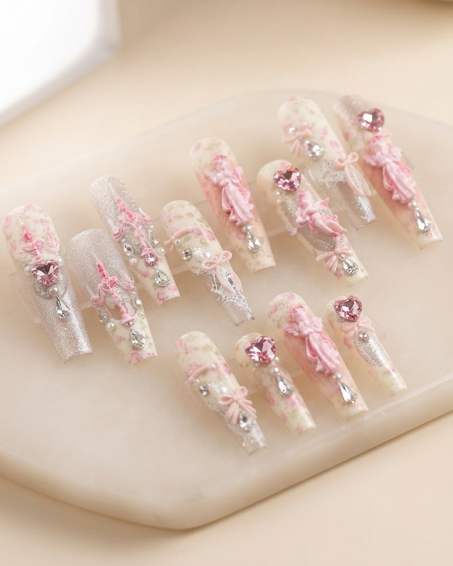 Ein feiner Pinsel trägt klares Transfer-Gel über der ausgehärteten weißen Nagelbasis auf.