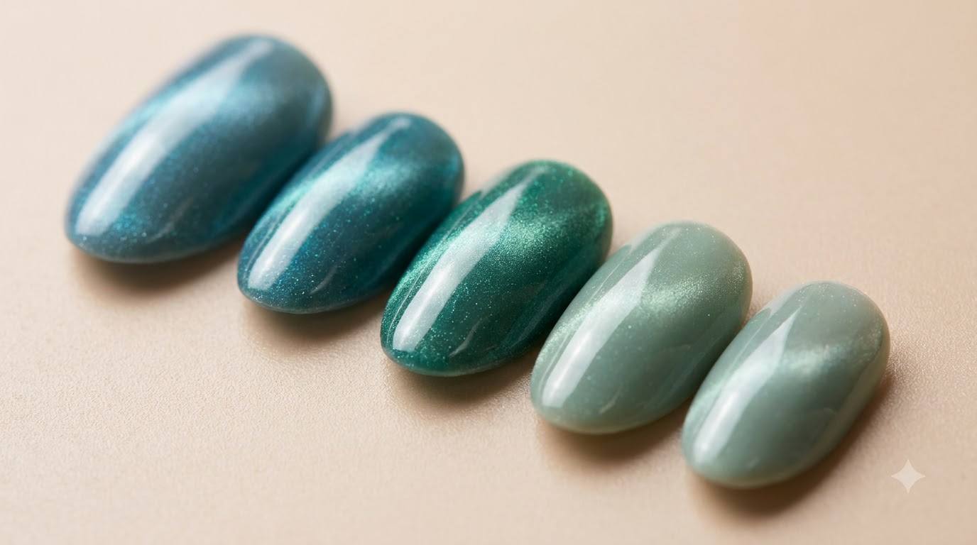Blau-Grüne Farbverlauf- und Cat-Eye-Gel-Nägel — Schritt-für-Schritt-Anleitung