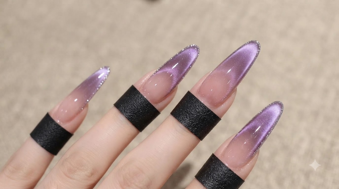 Violette Cat-Eye Gradient Fairy Nails — Schritt-für-Schritt-Anleitung