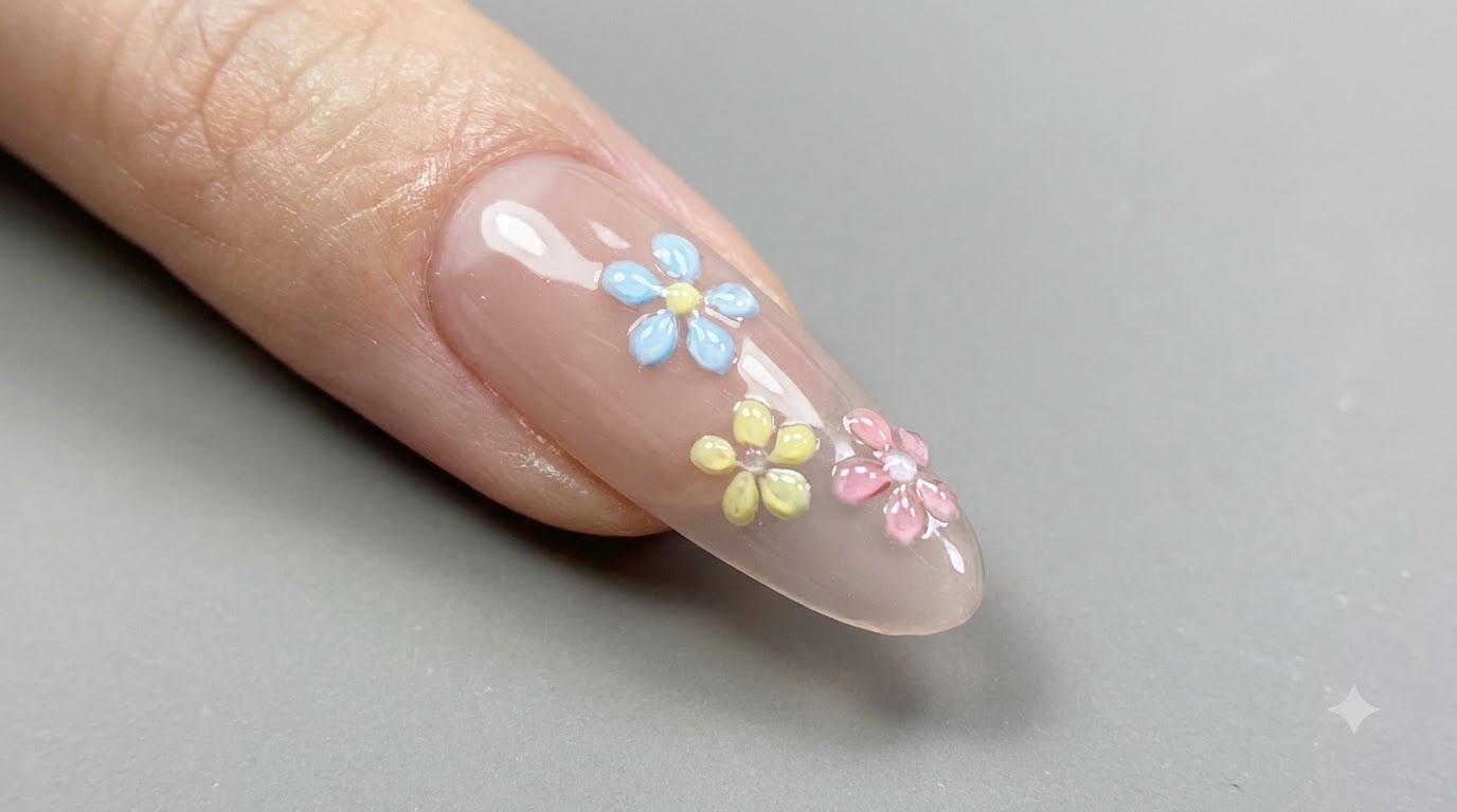 Frühlingshaftes Eis-Klares Blumen-Nageldesign — Schritt-für-Schritt-Anleitung