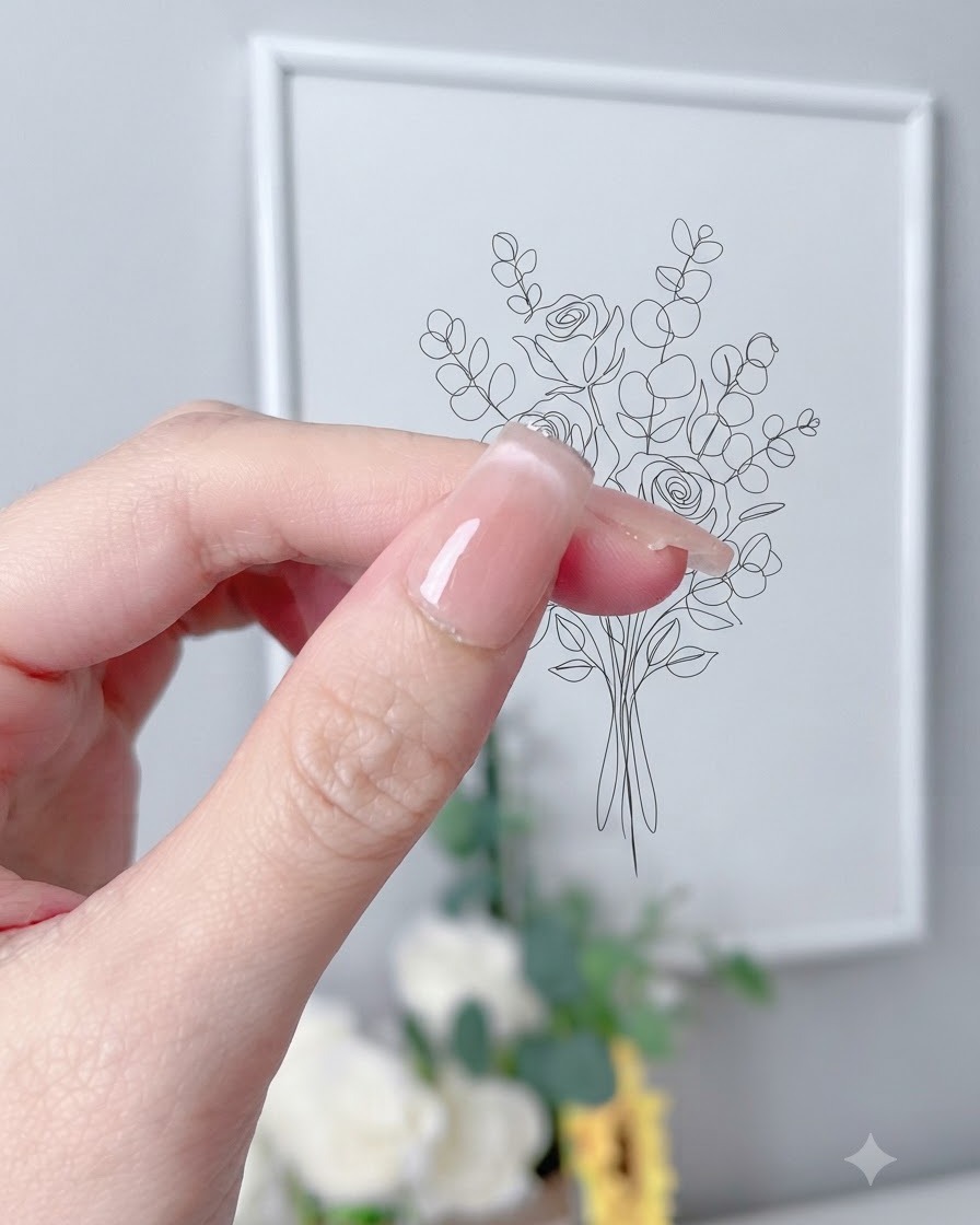 Ein fusselfreies Pad reinigt die Oberfläche eines glänzenden, manikürten Nagels unter weichem Licht.