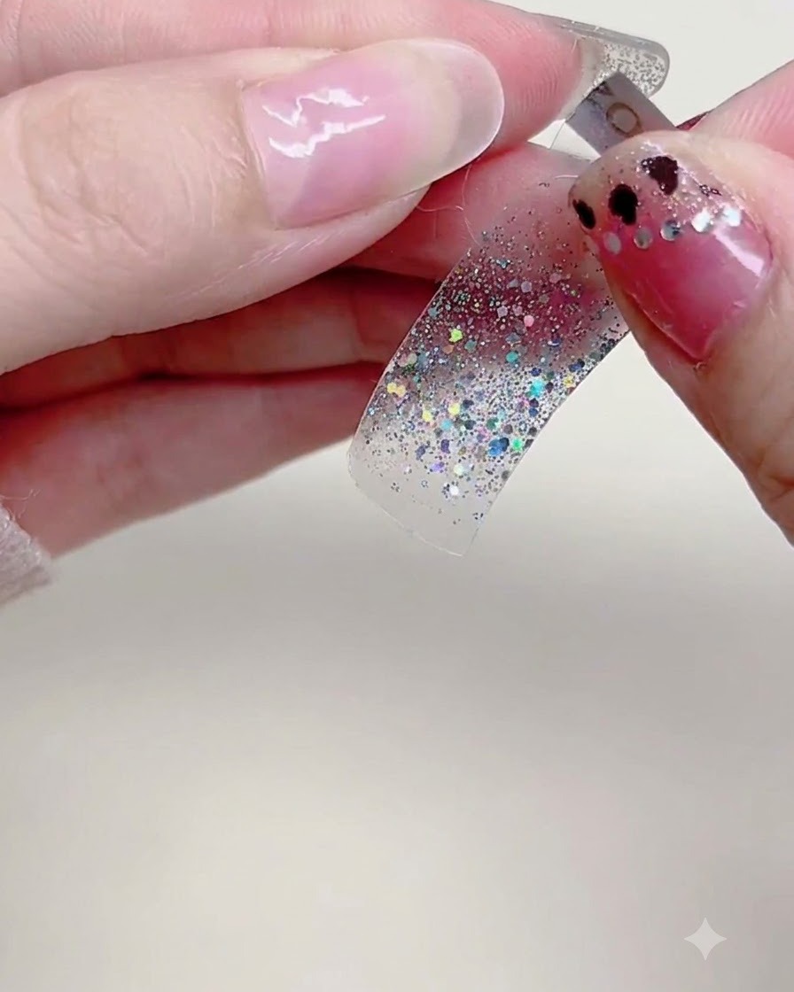 Eine Nahaufnahme eines sauberen, unlackierten natürlichen Daumennagels ohne aufgetragene Produkte, bereit für die Nagelsticker-Platzierung.
