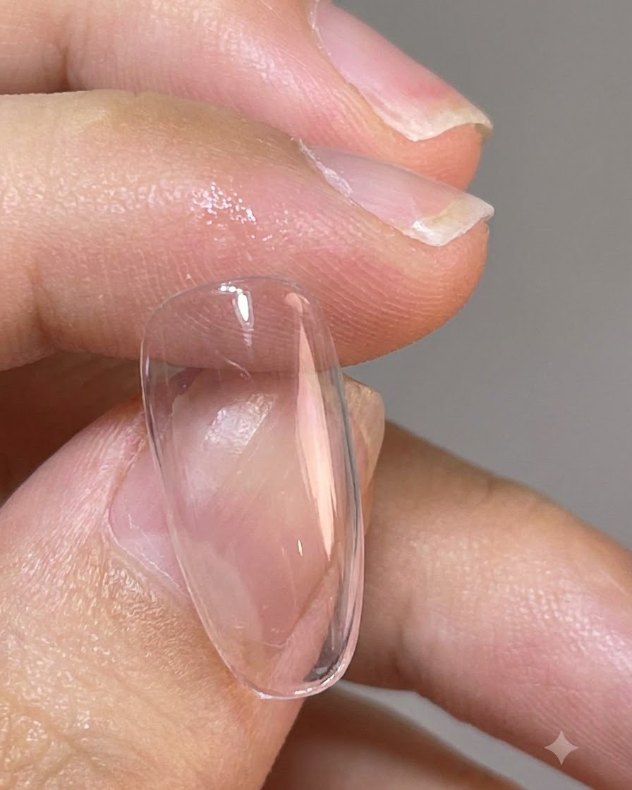Ein Stabmagnet ist neben der linken Kante eines Nagels positioniert, um Cat-Eye-Partikel zu sammeln.