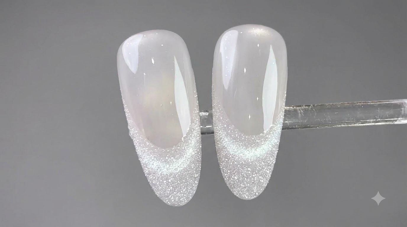 Crystal Glitter Sparkle French Cat Eye Nägel — Schritt für Schritt Anleitung