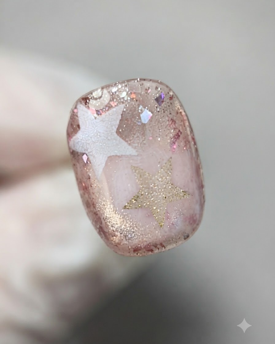 Ein Nagel, der unter einer UV-LED-Härtungslampe beleuchtet wird.