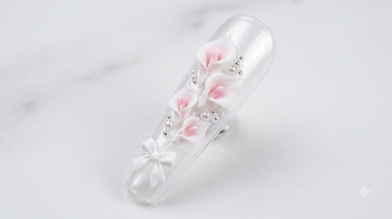 Träumes-Kühle Perlglanz Calla-Lilien Nageldesign — Schritt-für-Schritt-Anleitung