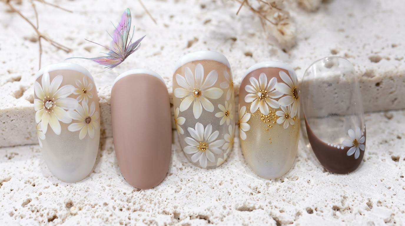Zarte Gänseblümchen Nagelkunst — Schritt-für-Schritt-Anleitung