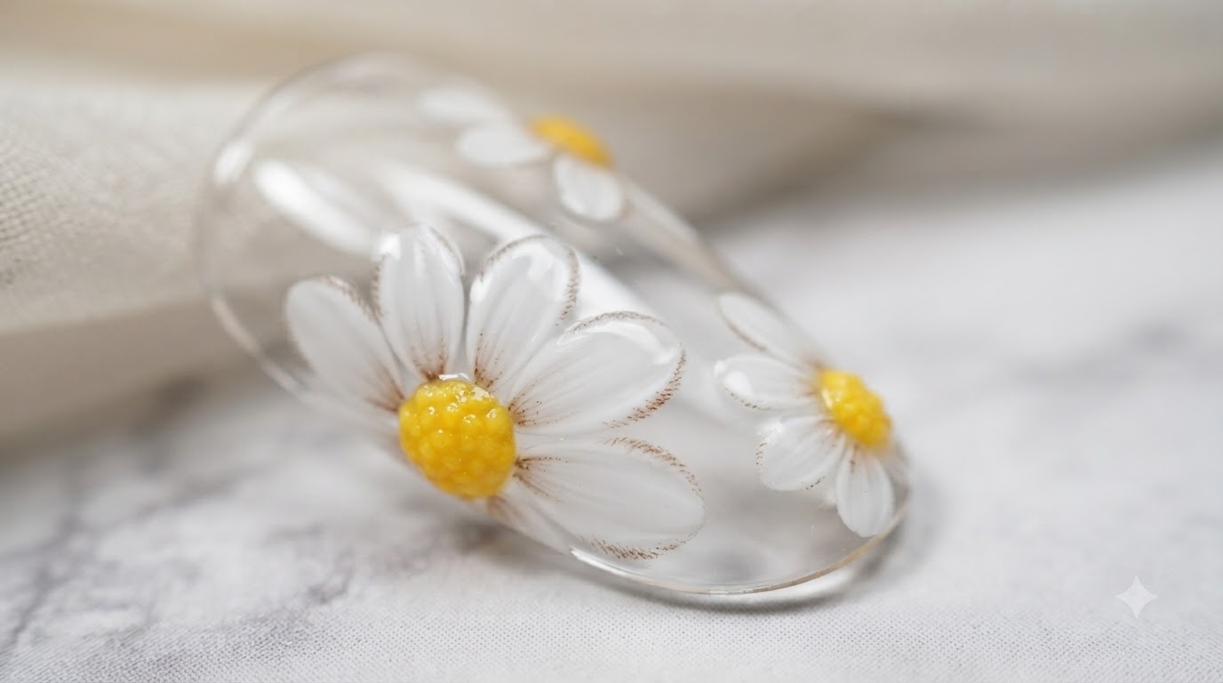 Niedliche 3D Gänseblümchen Nagelkunst — Schritt für Schritt Gel Tutorial
