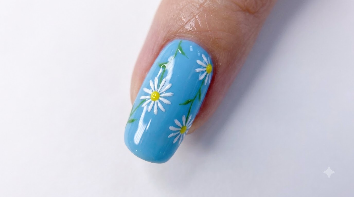 Sommer-Gänseblümchen Nageldesign — Schritt-für-Schritt-Anleitung