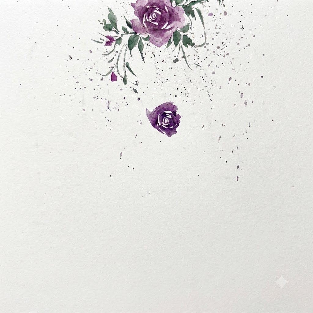 Ein Aquarellgemälde Detail zeigt eine Blume mit umrandeten Blütenblatt Rändern für verbesserte Definition.