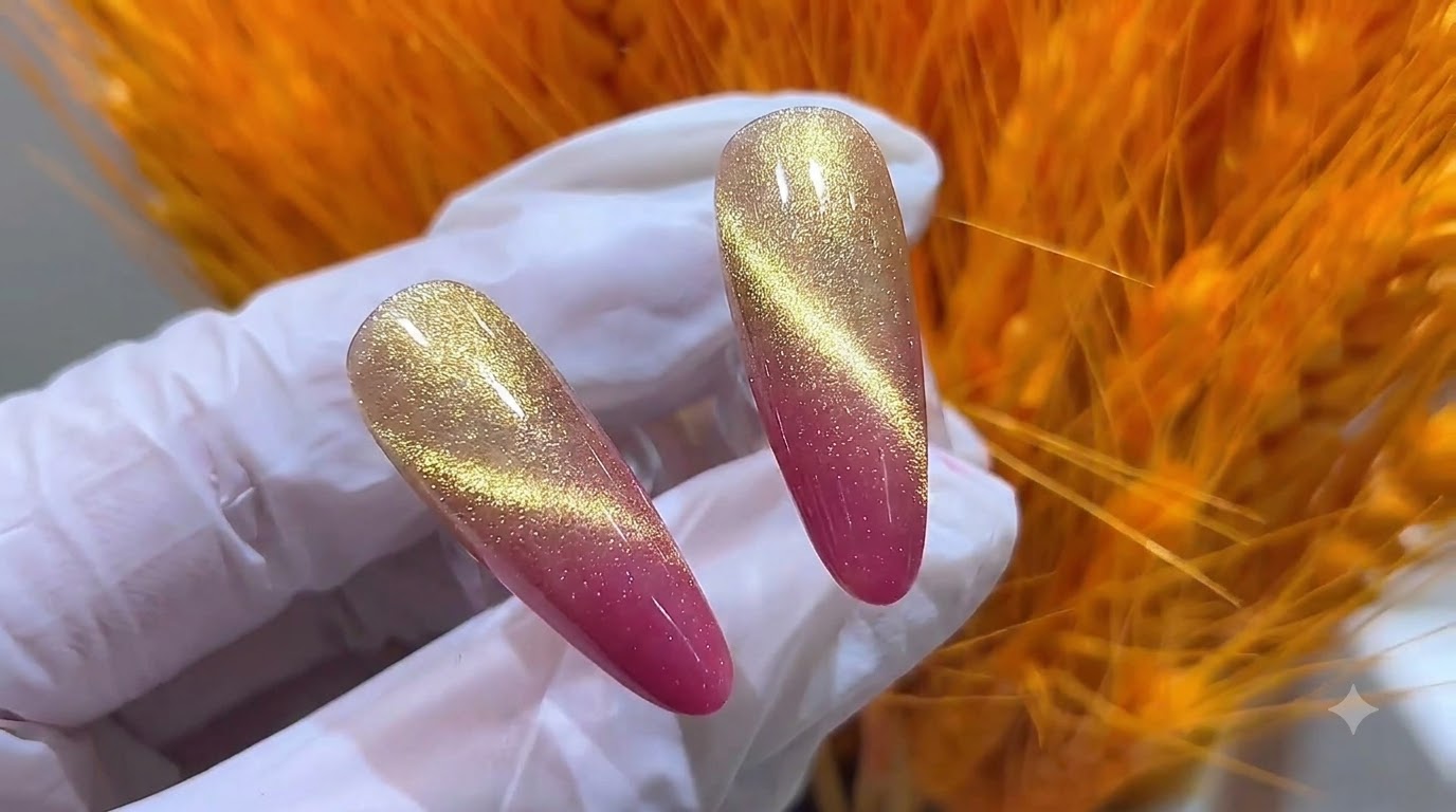 Sunset Rose Cat-Eye Ombre Nägel — Schritt-für-Schritt Anleitung