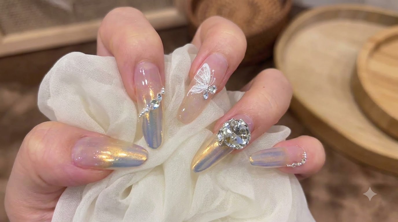 Sunset Aurora Moonlight Powder Gradient Schmetterling Nageldesign Anleitung