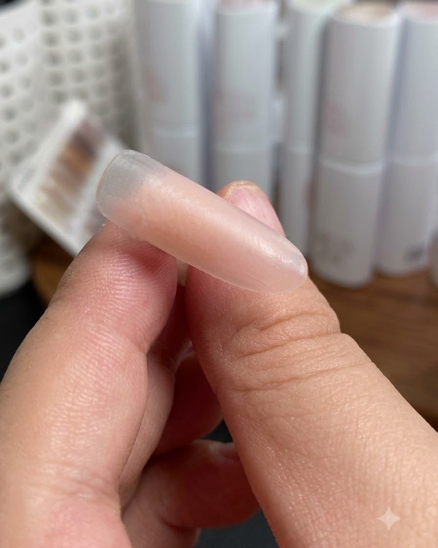 Ein Nagel-Tip wird unter einer UV-/LED-Lampe ausgehärtet.