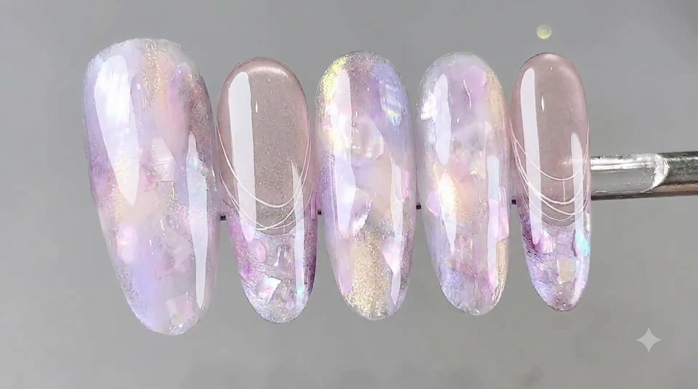 Lila Aquarell Marmor und Cat Eye Crystal Nails — Schritt-für-Schritt-Anleitung