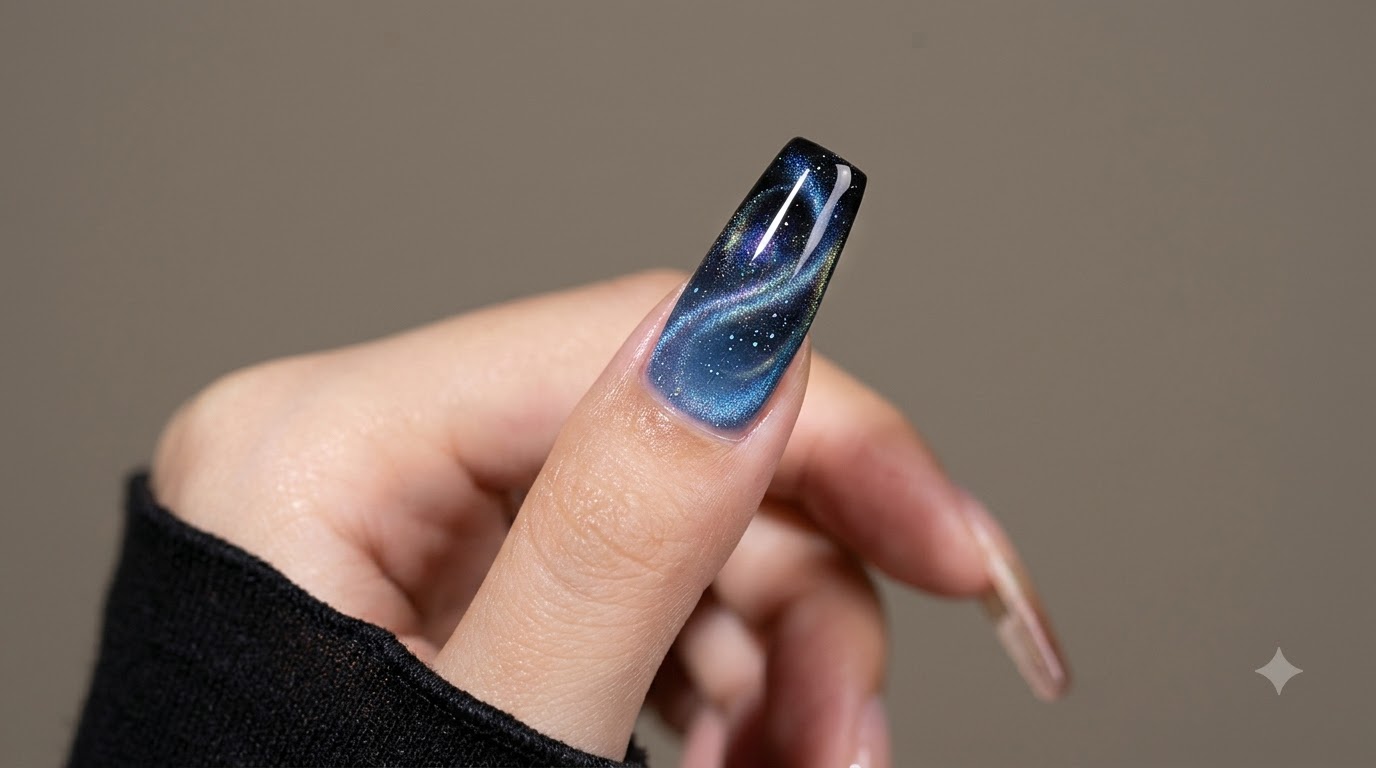 Blaue Kristall Gradient Magnetische Cat-Eye Nägel — Kosmische Schritt-für-Schritt-Anleitung