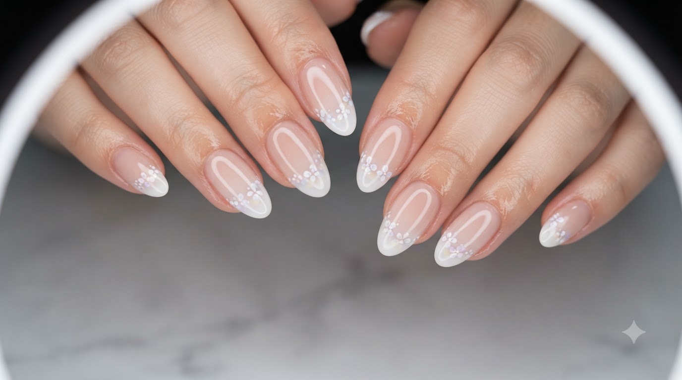 Sanftes Rosa Ombré-Gel und florale Akzente — Schritt für Schritt Nageldesign