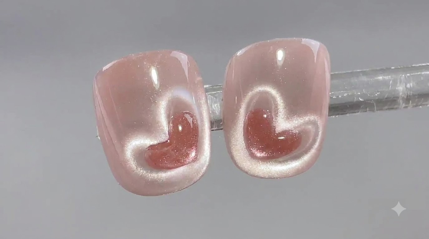 Pink Heart Cat Eye Nägel — Schritt-für-Schritt Magnet-Nageldesign