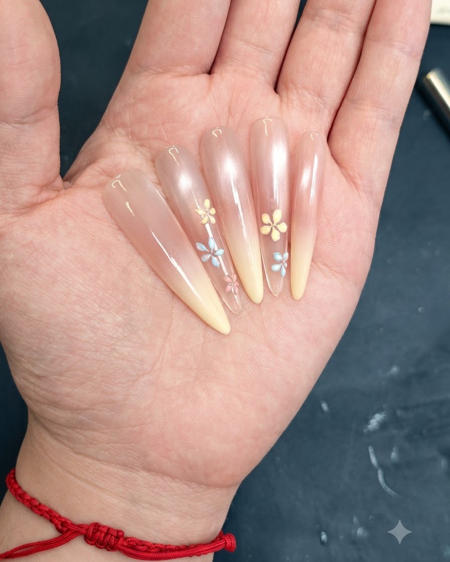 Ein kleiner Magnet wird nahe über die Nageloberfläche gehalten, um den Cat-Eye-Shimmereffekt zu formen.