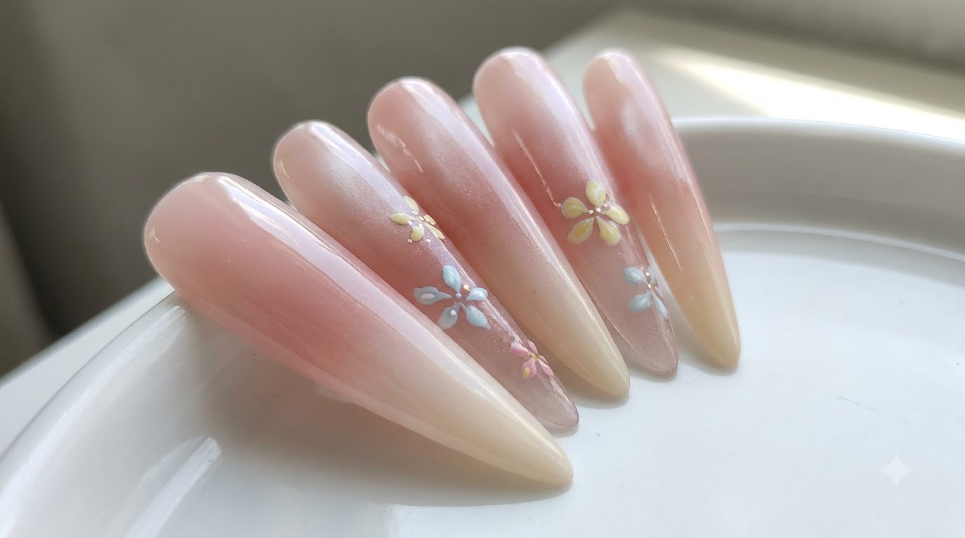 Cremefarbene Frühlings-Blüten-Nägel — Schritt-für-Schritt-Anleitung