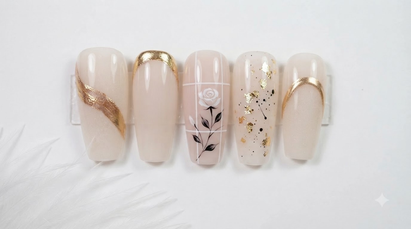 White Rose Nail Art mit Spider-Gel-Akzenten — Schritt-für-Schritt-Anleitung