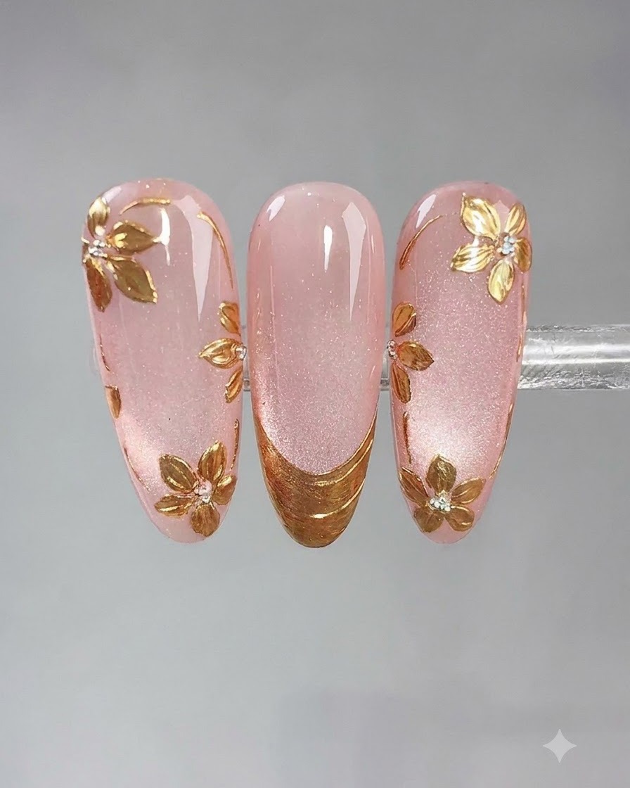 Ein Pinsel, der eine Peel-Off-Top-Coat-Schicht über dem magnetischen Gel-Design aufträgt.