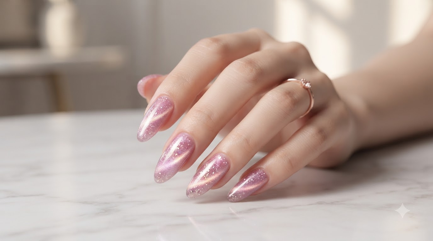 Pink Crushed Diamond Cat-Eye-Nägel — Schritt-für-Schritt-Gel-Tutorial