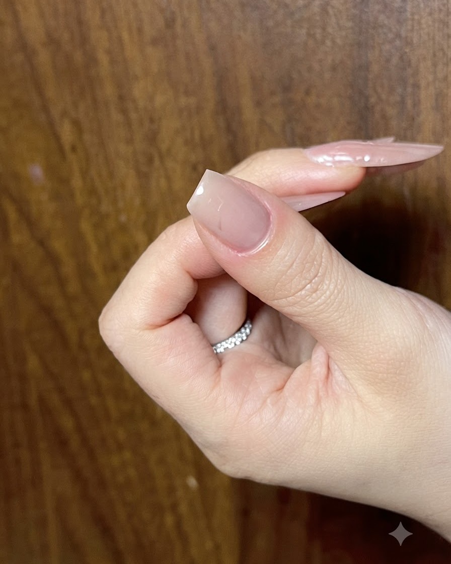 Ein Nagel unter einer Lampe zeigt den Aushärtungsprozess des Cat-Eye-Gels.
