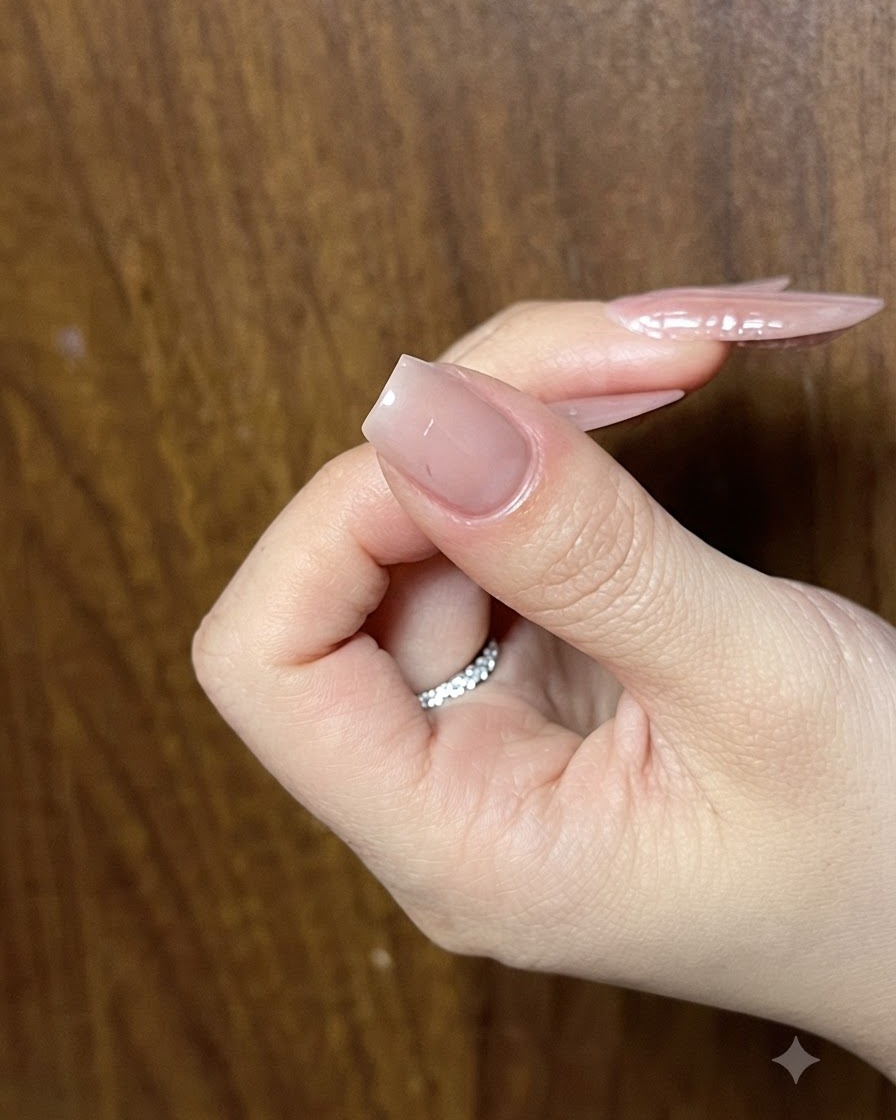 Nahaufnahme eines Nagels mit inneren Liniendetails auf einer mit schwarzem Gel gezeichneten Schmetterlingsschleife.